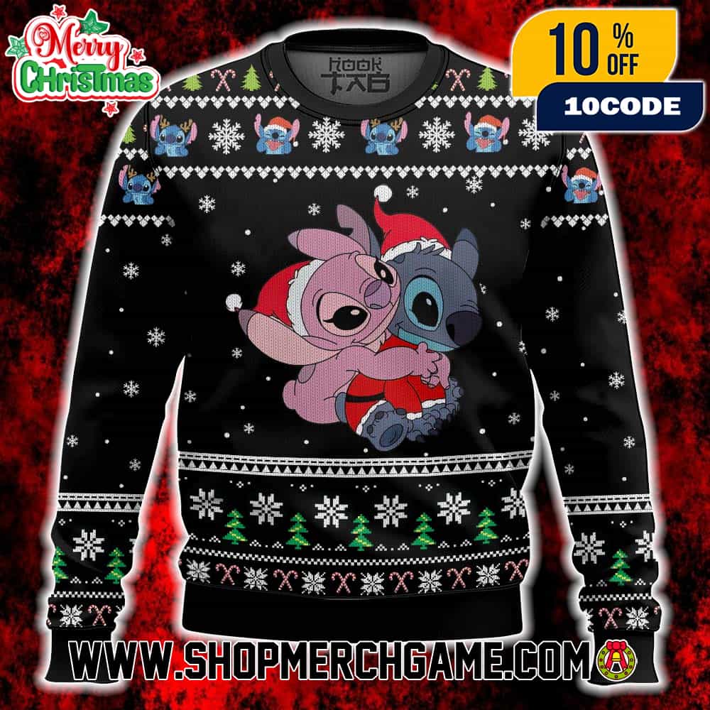 Stitch And Angel Lilo And Stitch Ugly Christmas Sweater Knitted Festive Holiday Sweatshirt Stitch And Angel Lilo And Stitch Ugly Christmas Sweater Knitted Festive Holiday Sweatshirt