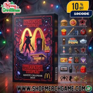 Stranger Things Season 5 x McDonald’s Advent Calendar 2025 With 24 Days Surprise Ornament Set Featuring Demogorgon Hellfire Club And Upside Down Golden Arches Design