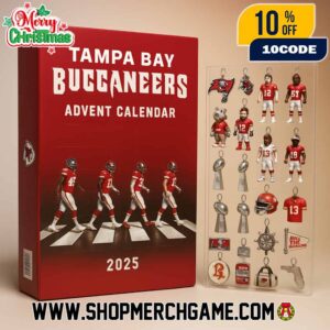 Tampa Bay Buccaneers 2025 Advent Calendar Ornament Set 24 Day Holiday Countdown NFL Football Collectible Decorations With Player Figurines Championship Trophy And Team Logo Charms