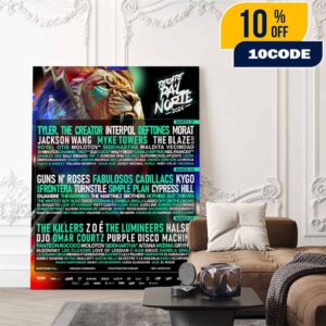 Tecate Pa’l Norte 2026 Festival Poster Line-Up On March 27-28-29 2026 At Monterrey Mexico Parque Fundidora Monterrey Poster Canvas Home Decor