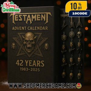 Testament Advent Calendar 42 Years 1983-2025 Ornament Set Band Logo Skull Guitar Holiday Countdown Metal Collectible Gift
