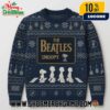The Beatles The Grinch Ugly Christmas Sweater Knitted Holiday Pullover Featuring Abbey Road Crosswalk Design With Fair Isle Pattern Musical Instruments