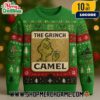 The Grinch Camel Parody Ugly Christmas Sweater Smoking Dr Seuss Knitted Holiday Navy Gold Fair Isle Snowflake Pattern Gift For Movie Fans