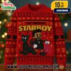 Travis Scott Ugly Christmas Sweater Black Knitted Pullover With Cartoon Character Headphones Design Featuring Music Notes Stars Cactus Jack Holiday Jumper Unisex Gift Travis Scott Ugly Christmas Sweater Black Knitted Pullover With Cartoon Character Headphones Design Featuring Music Notes Stars Cactus Jack Holiday Jumper Unisex Gift