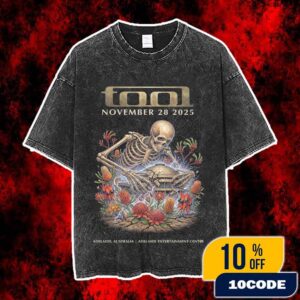 Tool Adelaide November 28 2025 Concert Poster Australian Native Flowers Skeleton Design Adelaide Entertainment Centre Vintage Washed Unisex T-Shirt