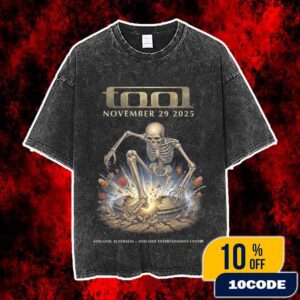 Tool Adelaide November 29 2025 Concert Poster Australian Native Flowers Skeleton Design Adelaide Entertainment Centre Vintage Washed Unisex T-Shirt