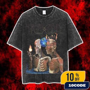 Tool Auckland Spark Arena November 23 2025 Night 2 Concert Poster By Mike Gamble Anatomy Skeleton Earth Fire Progressive Metal Tour New Zealand Vintage Washed Unisex T-Shirt