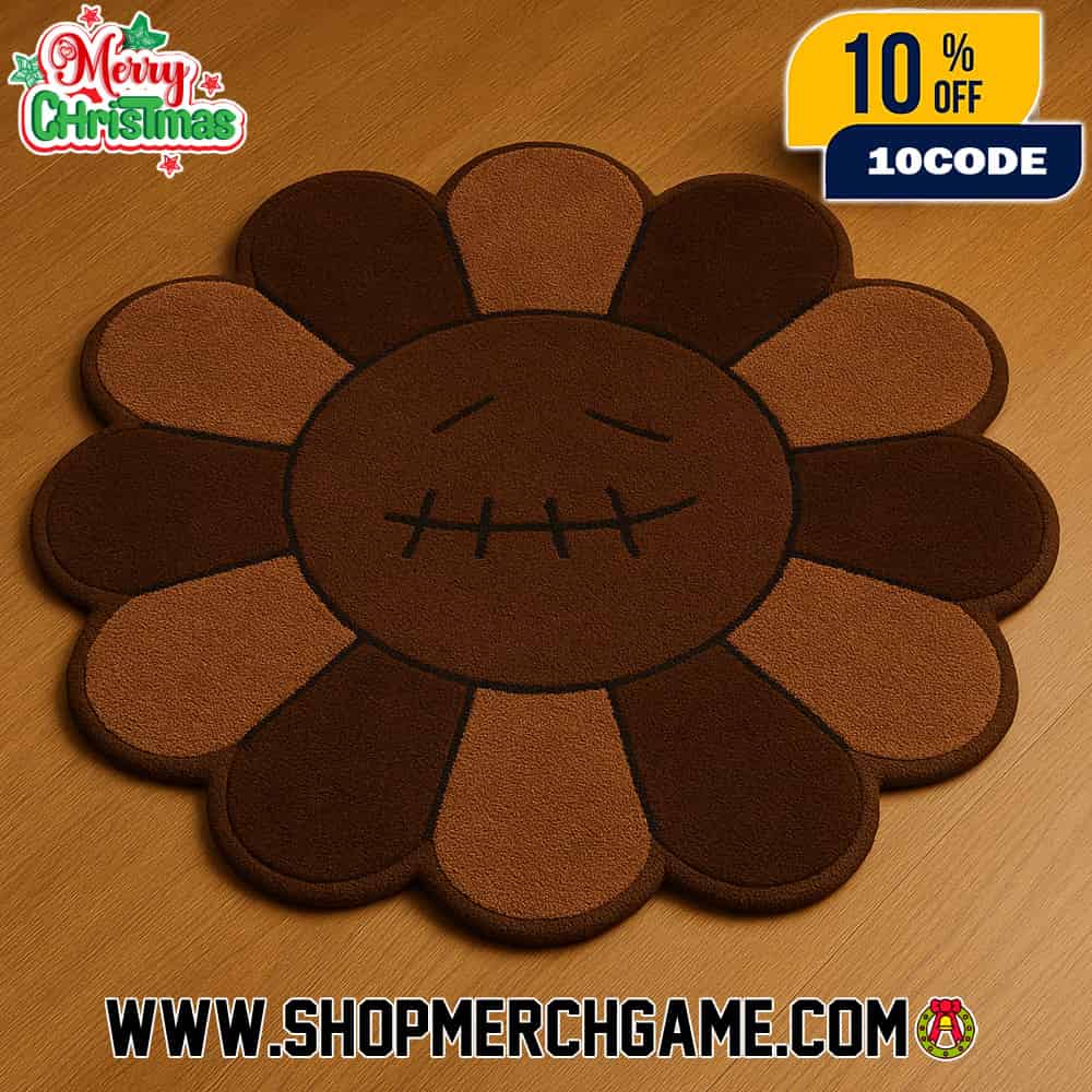 Travis Scott Cactus Jack x Takashi Murakami Flower Jumbo Flush Brown Logo Home Decor Custom Shape Rug Travis Scott Cactus Jack x Takashi Murakami Flower Jumbo Flush Brown Logo Home Decor Custom Shape Rug