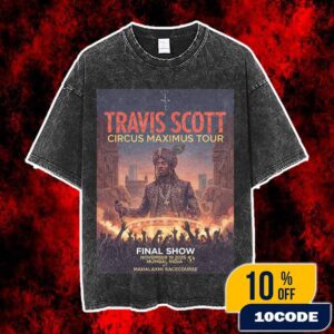 Travis Scott Circus Maximus Tour Final Show November 19 2025 Mumbai India Mahalaxmi Racecourse Concert Poster Indian Maharaja Royal Design Vintage Washed Unisex T-Shirt