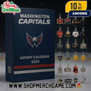 Washington Capitals 51st Anniversary 2025 Advent Calendar 24 Days Christmas Countdown Ornament Charm Collection NHL Hockey Navy Blue Red And White Holiday Collectible Gift Set