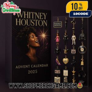 Whitney Houston Advent Calendar 2025 Celebrating I Will Always Love You Legend With 24 Collectible Ornaments Grammy Awards Figurines Microphone Keychains Christmas Holiday Gift For Music Fans
