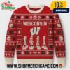 Wisconsin Badgers NCAA Abbey Road Football Players Crossing Ugly Christmas Sweater With W Logo Red White Fair Isle Knitted Holiday Pullover