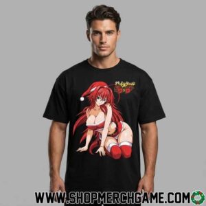 High School DxD Rias Gremory Christmas 2025 Sexy Santa Outfit Rias Mas Holiday Anime Waifu Ecchi Fan Art Unisex T-Shirt