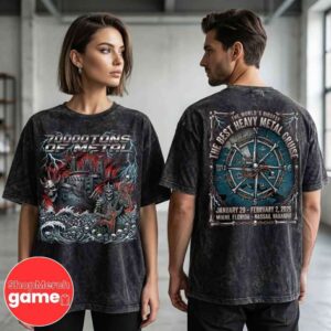 70000 Tons of Metal 2026 The Worlds Biggest Heavy Metal Cruise January 29 to February 2 2026 Miami Florida to Nassau Bahamas Acid Washed T-Shirt