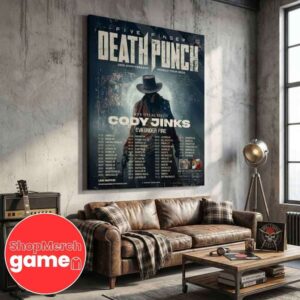Five Finger Death Punch 20th Anniversary World Tour 2026 with Cody Jinks Eva Under Fire Poster Tour Dates Artwork Merchandise Home Decor Poster Canvas
