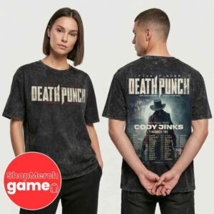Five Finger Death Punch 20th Anniversary World Tour 2026 with Cody Jinks Eva Under Fire Poster Tour Dates Artwork Merchandise Unisex Acid Washed T-Shirt