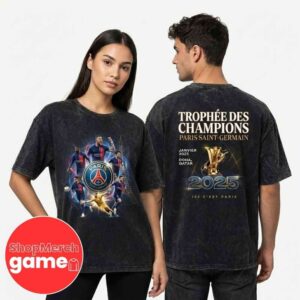 Paris Saint Germain PSG Trophee des Champions 2026 January 5 Kuwait City Championship Acid Washed T-Shirt