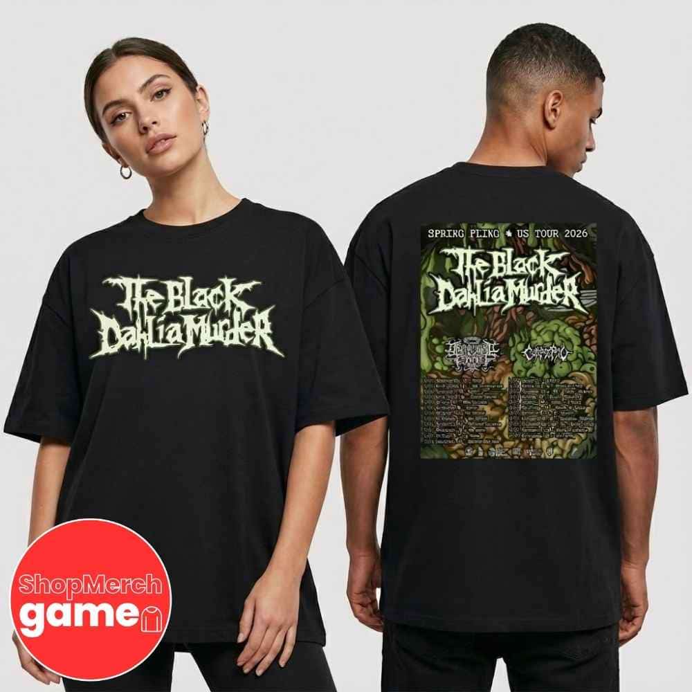 The Black Dahlia Murder Spring Fling US Tour 2026 Poster Tour Dates The Acacia Strain Sanguisugabogg Fungal Decay Artwork T-Shirt The Black Dahlia Murder Spring Fling US Tour 2026 Poster Tour Dates The Acacia Strain Sanguisugabogg Fungal Decay Artwork T-Shirt